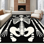 Black White Human Skeleton Illustration Rug