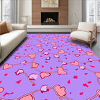 Pale Pink Hearts Vine Purple Field Rug