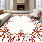 Ornate Red and Gold Floral Scrollwork Rug