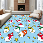 Joyful Snowmen With Stars Rug