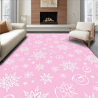 Pink Snowflakes Swirls Medallion Rug