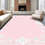 Soft Pink Floral Baroque Frame Rug
