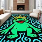 Regal Frog Amidst Swirling Sea Rug
