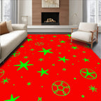 Bright Red Green Starburst Scatter Rug
