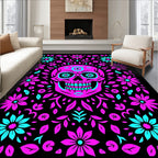 Vibrant Skull Floral Garden Rug