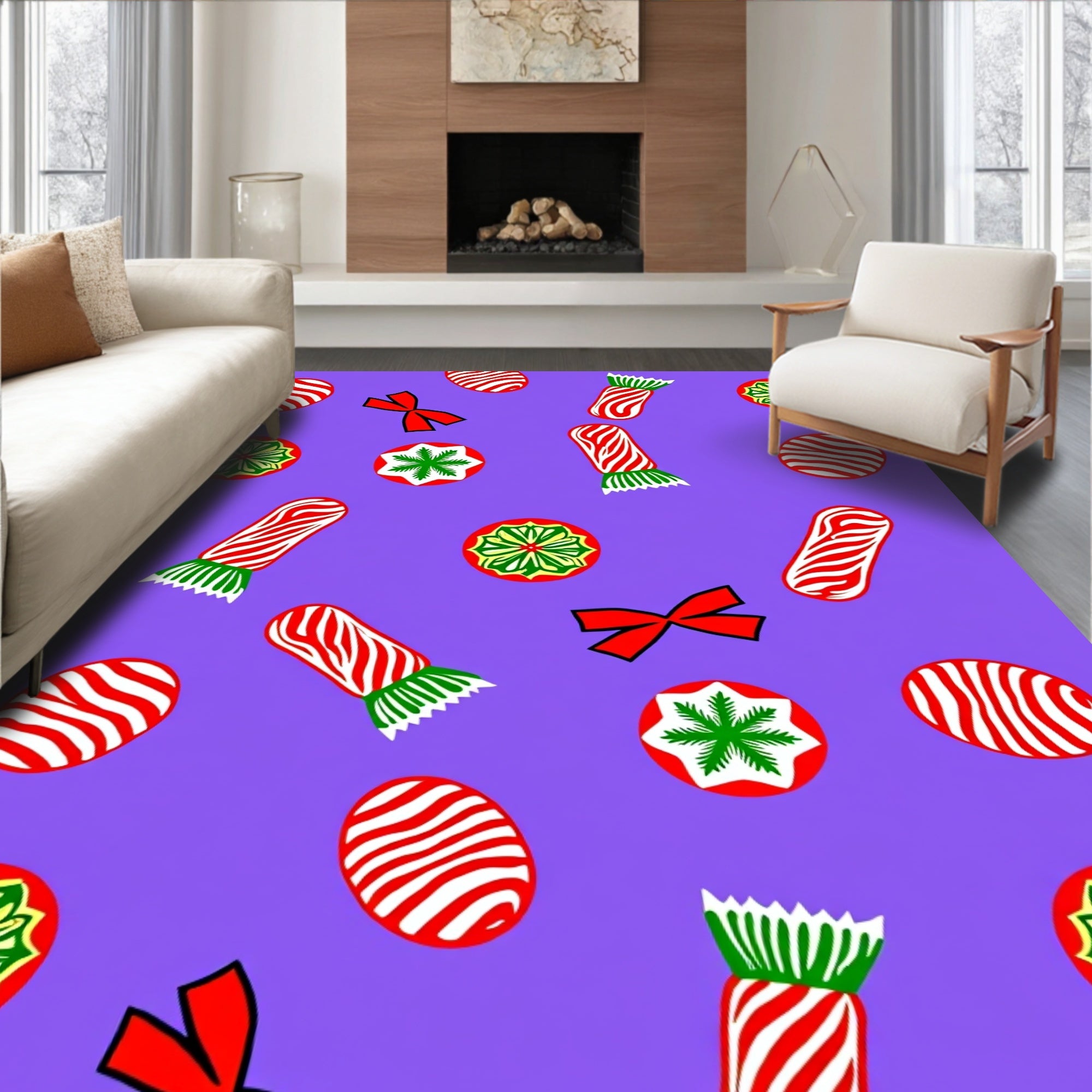 Red White Candy Festive Collection Rug