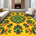 Rich Amber Teal Medallion Garden Rug