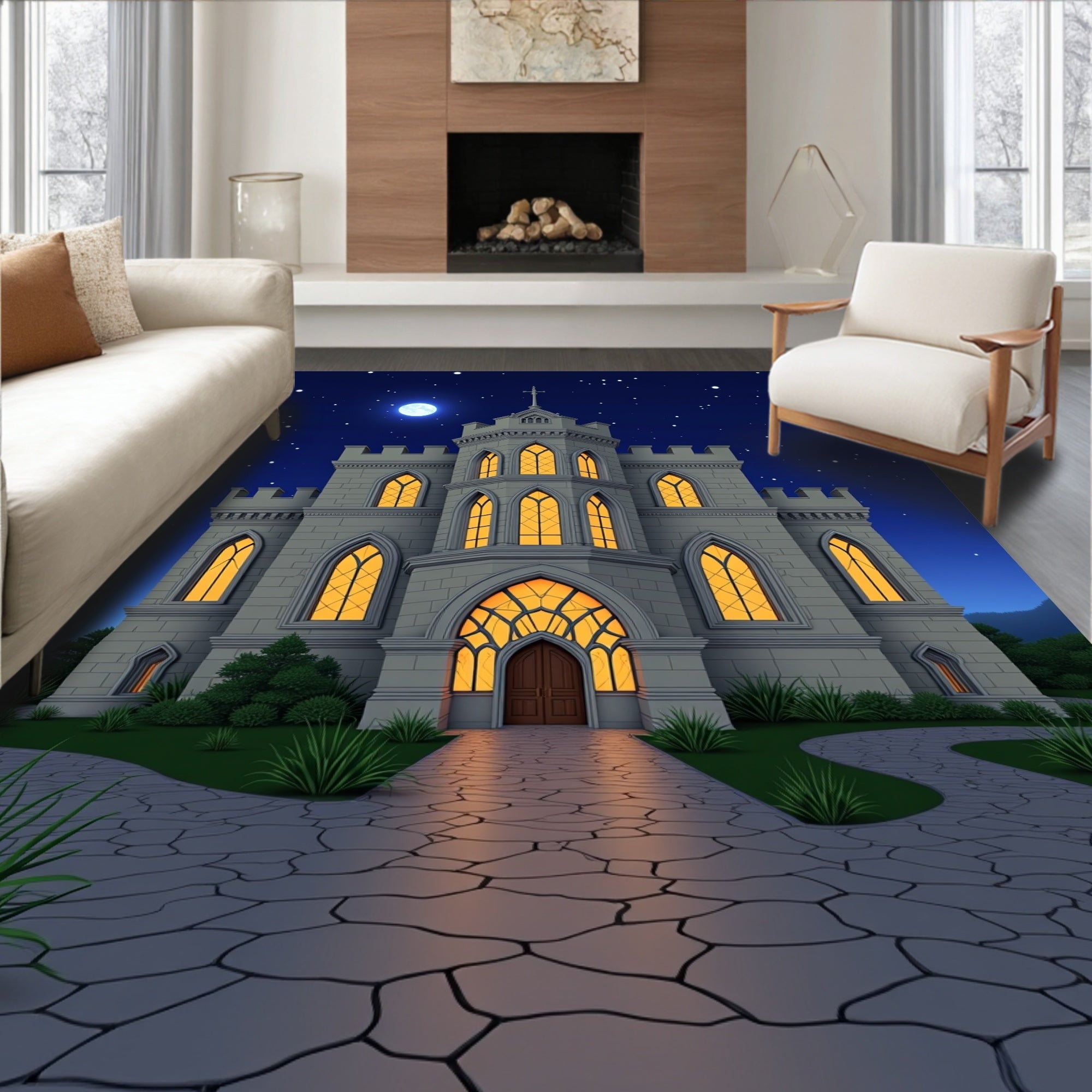 Gothic Castle Midnight Moon Glow Rug