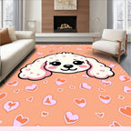 Cute White Puppy Hearts Scattered Rug