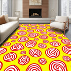 Yellow Red Swirl Spots Rug