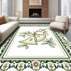 Cream Jingle Bells Holly Border Rug