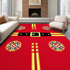 Red Yellow Festive Medallion Belt Accents Rug