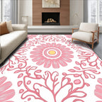 Pink Daisy Floral Medallion Rug