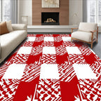 Bold Red Abstract Checkered Rug