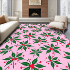 Pink Green Berry Branch Repeating Rug