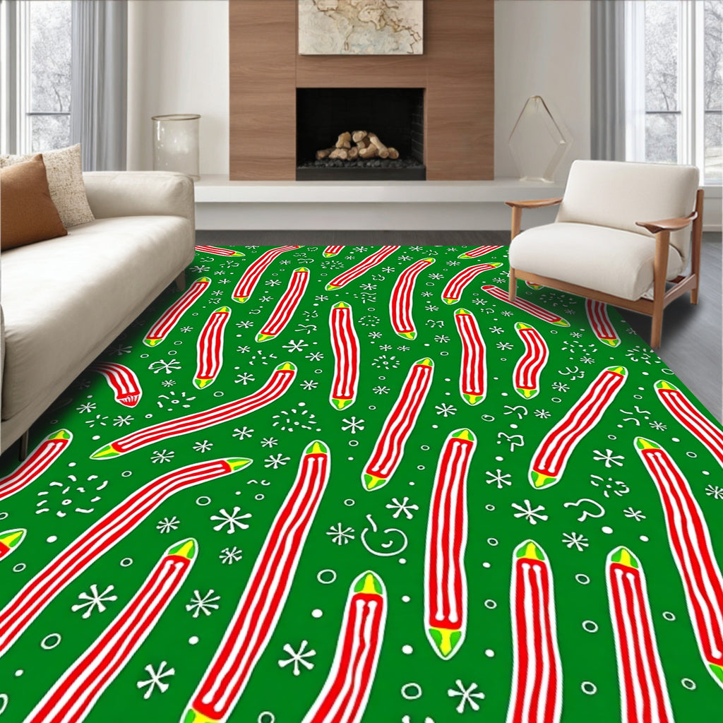 Green Red Candy Cane Collection Rug