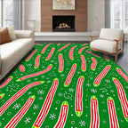 Green Red Candy Cane Collection Rug
