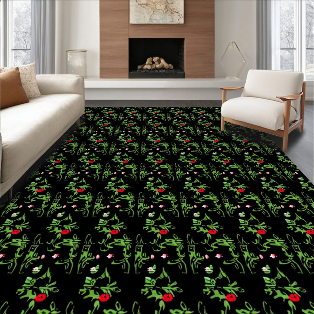 Green Holly Berry Garland Repeat Rug