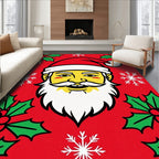 Festive Santa Claus Holiday Holly Rug