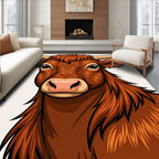 Rich Brown Longhorn Cow Portrait Rug