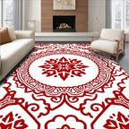 Crimson Red Ornamental Medallion Rug