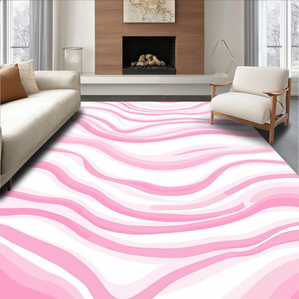 Gentle Pink Marble Swirl Rug