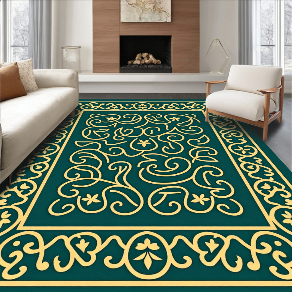 Golden Vine Scrollwork Medallion Rug