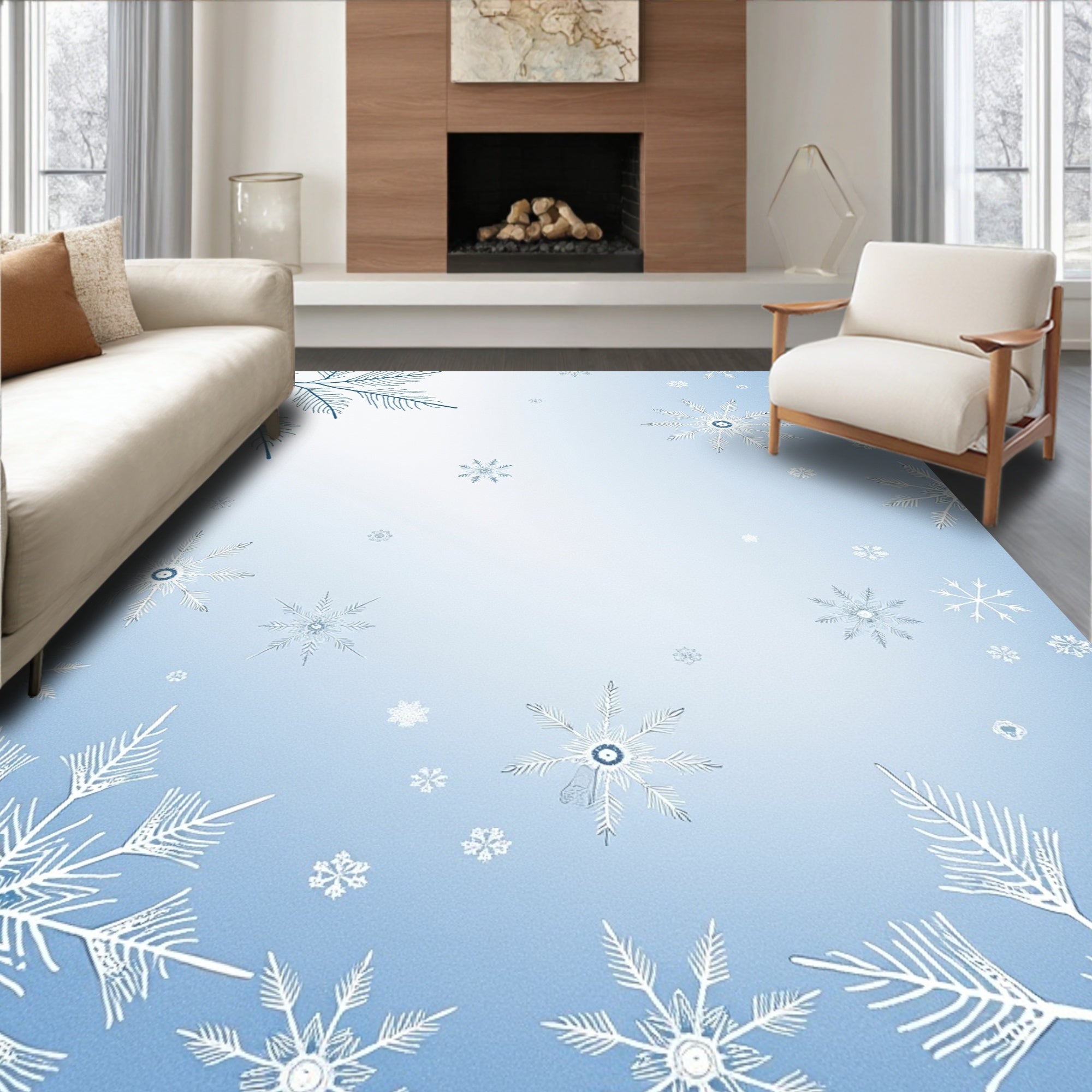 White Snowflake Background Winter Sky Rug