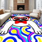 Groovy Pug Red Glasses Bowtie Rug