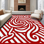 Red Bold Swirl Bamboo Stripes Rug
