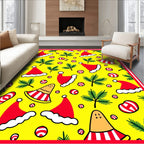 Cheerful Yellow Red Christmas Hats Garland Rug