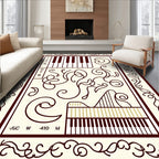 Crimson Musical Keys Scrollwork Rug