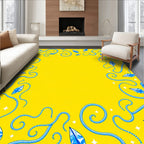 Whimsical Blue Serpent Crystal Swirls Rug