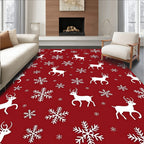 Crimson Reindeer Snowflake Meadow Rug