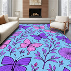 Violet Purple Butterfly Garden Collection Rug