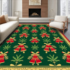 Festive Red Bell Floral Border Rug