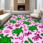 Green Sea Turtle Coral Swirl Rug