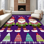 Festive Purple Gnomes Snowflakes Holiday Rug