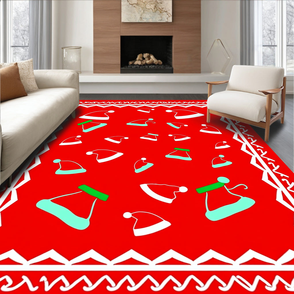 Red Christmas Santa Hat Scatter Rug