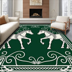 Emerald Green Twin Horse Heraldic Rug