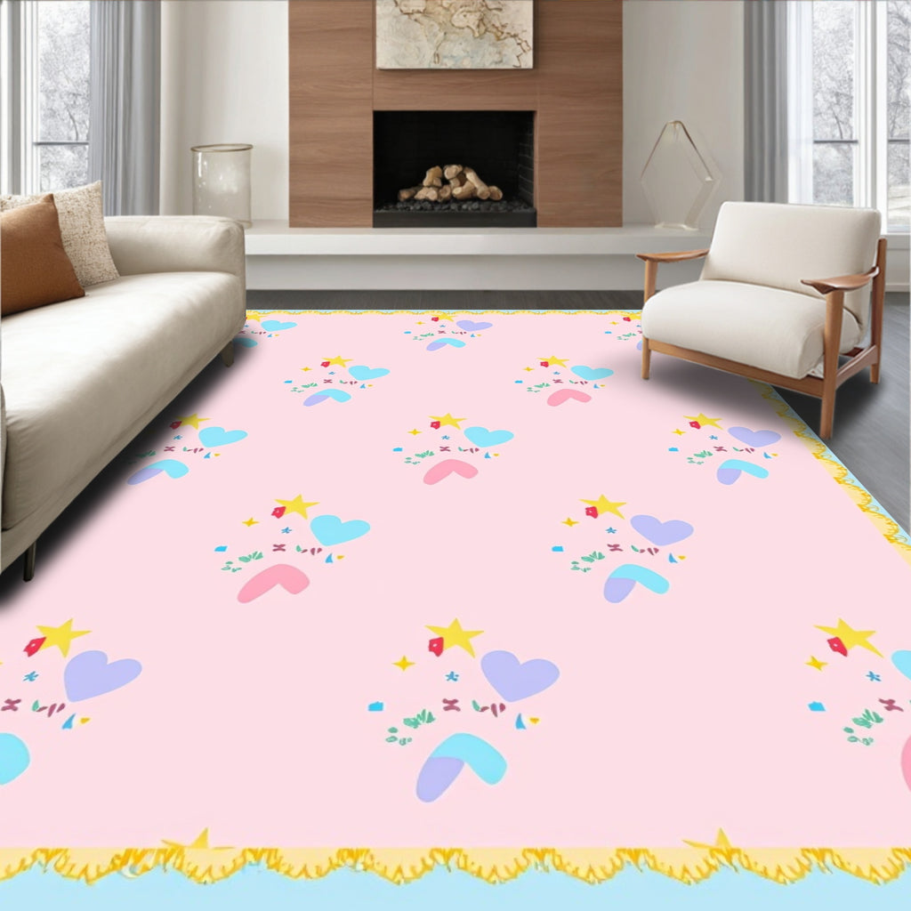 Pastel Hearts And Stars Meadow Rug