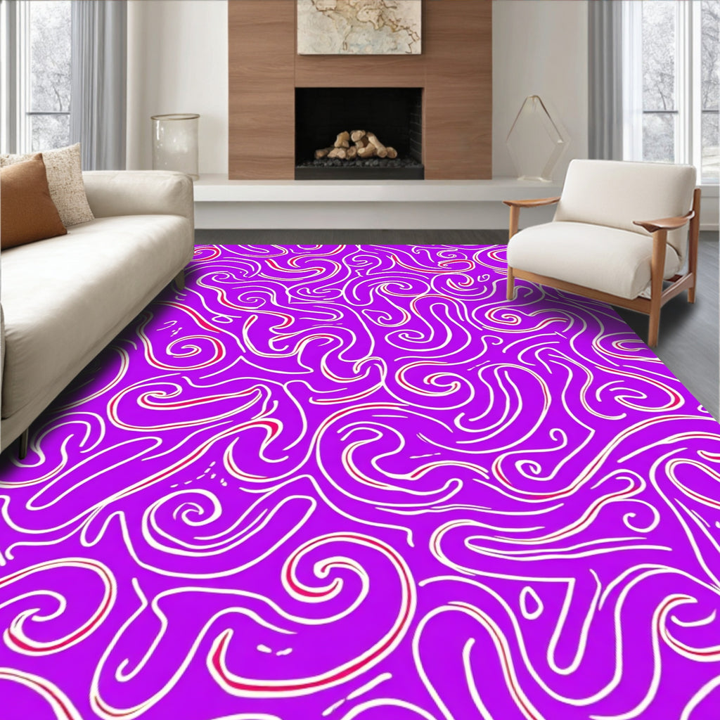 Curling Lavender Amoeba Lines Rug