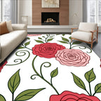 Coral Pink Rose Garden Botanical Rug