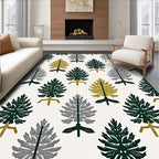 Forest Green Gold Gray Trees Rug