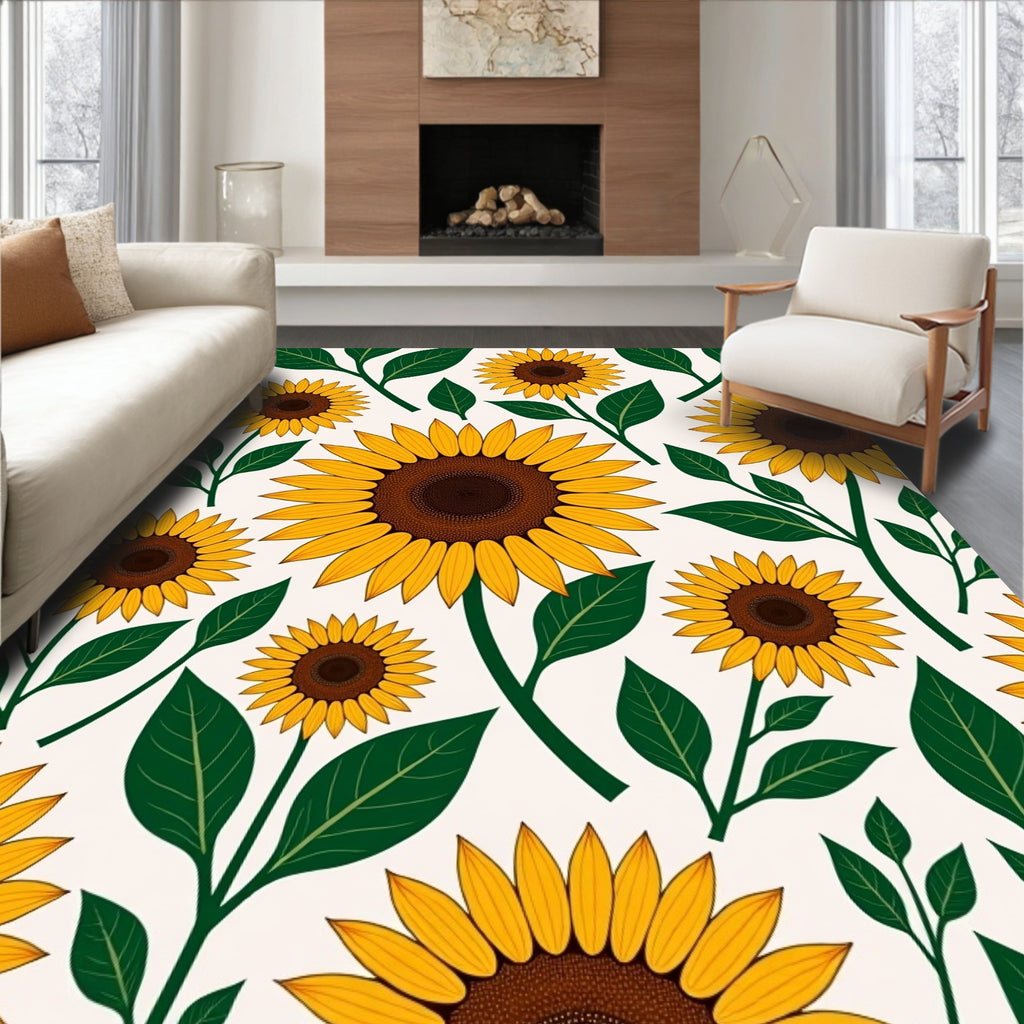 Golden Sunflower Garden Fresh Bloom Rug