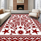 Deep Red Star Geometric Medallion Rug