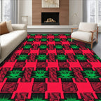 Red Green Crosshatch Plaid Checkered Rug