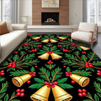 Golden Bells Red Holly Swirl Rug