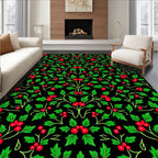 Rich Emerald Holly Berry Garland Rug