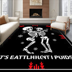 Dancing Skeletons Red Snowflakes Rug